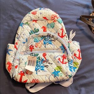 Vera Bradley Anchors Away compact backpack with matching ID case